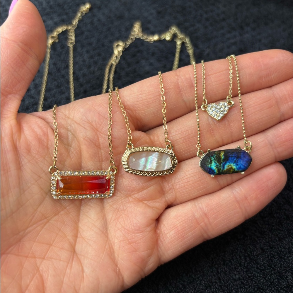 Gold Necklace with Multicolor Gemstone Pendant - Women's Jewelry